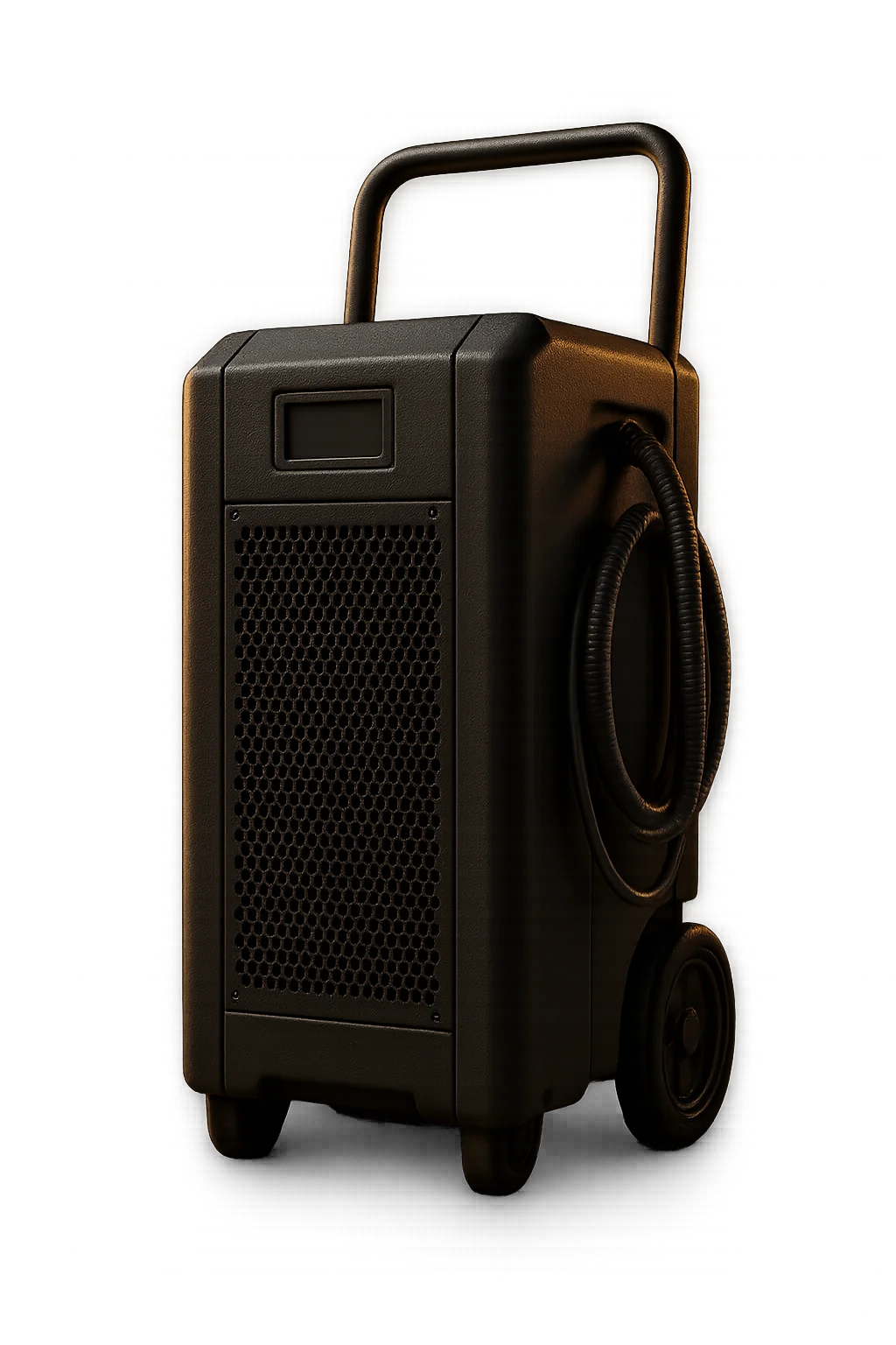 A low-grain refrigerant dehumidifier on wheels, on a transparent background